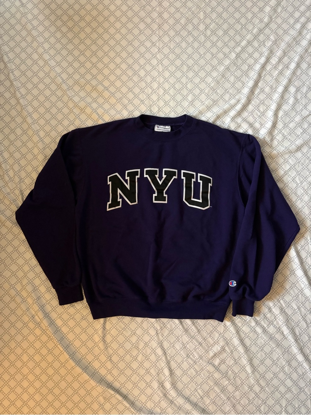 Champion NYU Purple Crewneck Sweatshirt M